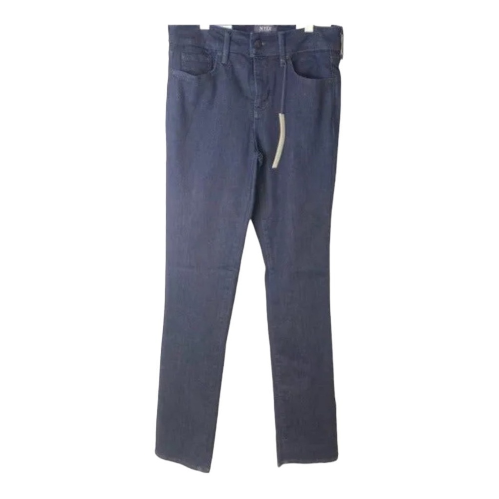 NYDJ Slim 0 Jeans Blue Mid Rise Floral Embroidered Stretch 5Pocket Modern USA‎